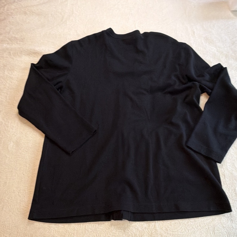 Lands' End Women Black 100% Cotton Knit V-Neck Button Front Cardigan L 14-16 - Picture 8 of 8